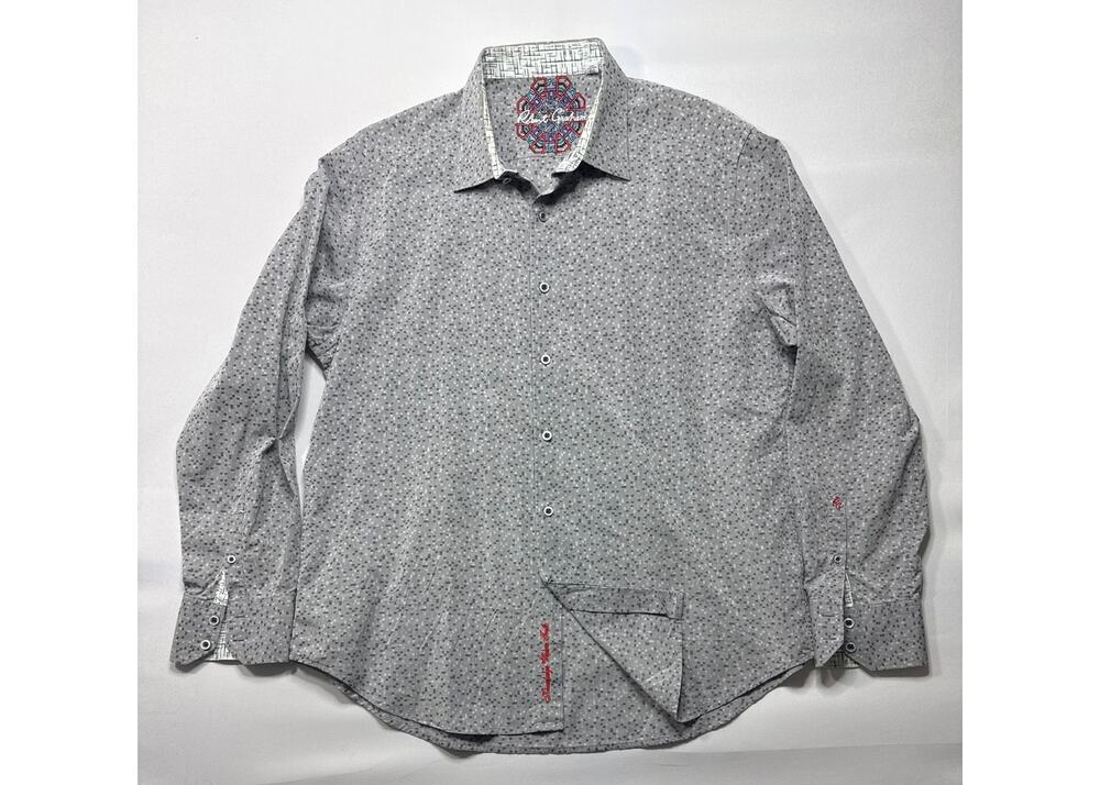 Robert Graham Men's Long Sleeve Gray Abstract Button Up Dress Shirt - XL